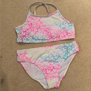 The Children's Place Pastel Leopard Two-Piece Swim Set - Pink, Blue, Yellow